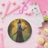 Halloween Witch met wandelstok Papieren Bordje (Feest)