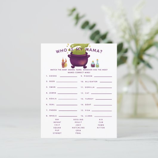 Halloween Witch, m'n mama Baby shower Game (Staand voorkant)