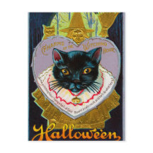  Halloween Witch Moon Cat briefkaart