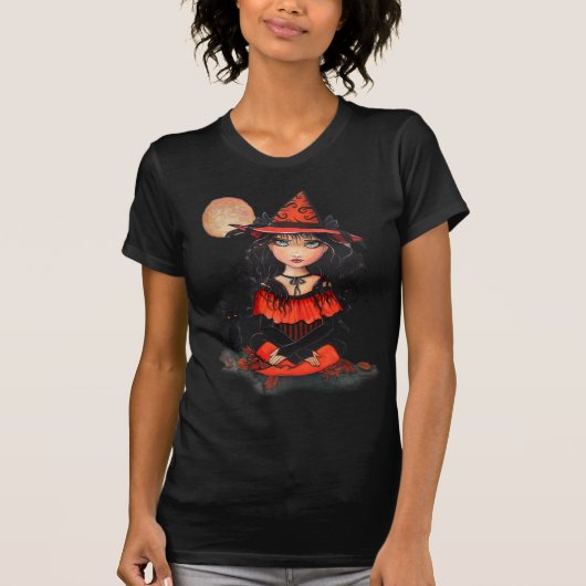 Halloween Witch Moon Cat T-Shirt van Molly Harriso (Voorkant)
