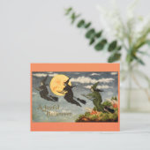  Halloween Witch Moon Retro Victoriaans Briefkaart (Staand voorkant)