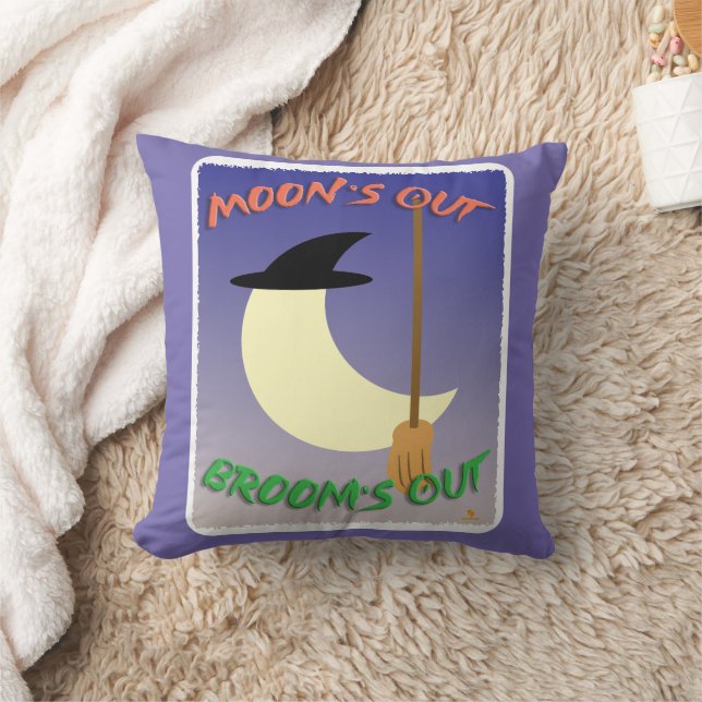 Halloween Witch Moons Out Brooms Slogan Kussen (Deken)