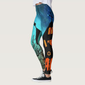 Halloween Witch Night Sinaasappel Monogram Leggings (Links)