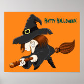 Halloween Witch op bezems Poster (Voorkant)