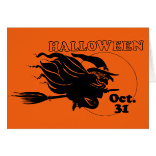 Halloween Witch op Broomstick Fun Wenskaart