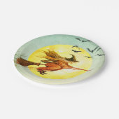 Halloween Witch op broomstick Papieren Bordje (Gekanteld)