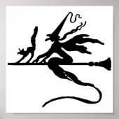 Halloween Witch op Broomstick Poster (Voorkant)