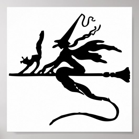Halloween Witch op Broomstick Poster (Voorkant)