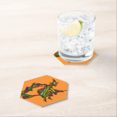 Halloween Witch op een Broomstick Oranje Typografi Kartonnen Onderzetters (Insitu)