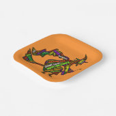 Halloween Witch op een Broomstick Oranje Typografi Papieren Bordje (Gebogen)