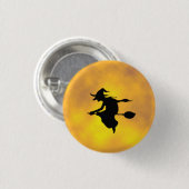 Halloween Witch op een knop voor een broomstick Ronde Button 3,2 Cm (Voorkant /achterkant)
