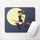 Halloween Witch op een vliegende Muismat (Met muis)