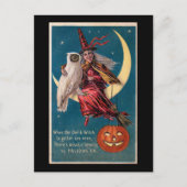 Halloween Witch op Moon met Owl  Briefkaart (Voorkant)