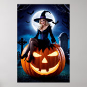 Halloween Witch op Pumpkin Poster (Voorkant)