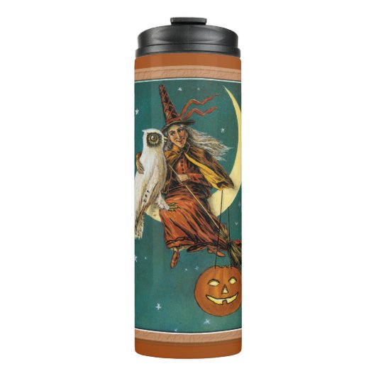 Halloween Witch & Owl Thermosbeker (Voorkant)