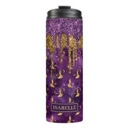 Halloween Witch Paars Gold Glitter Drip Tumbler Thermosbeker