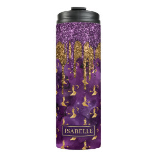 Halloween Witch Paars Gold Glitter Drip Tumbler Thermosbeker