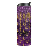 Halloween Witch Paars Gold Glitter Drip Tumbler Thermosbeker (Gedraaid links)