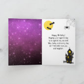 Halloween Witch Paars Happy Birthday Kaart (Binnen)