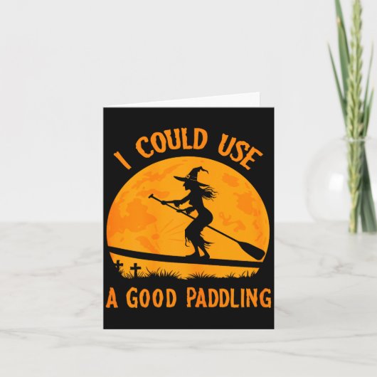 Halloween Witch Paddleboarder Sup Standup Paddling Kaart (Voorkant)