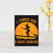 Halloween Witch Paddleboarder Sup Standup Paddling Kaart (Gele Bloem)