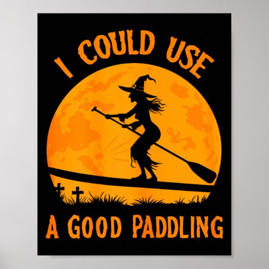 Halloween Witch Paddleboarder Sup Standup Paddling Poster (Voorkant)