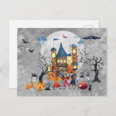 Halloween Witch Party Haunted House Waterverf Briefkaart (Voorkant / Achterkant)