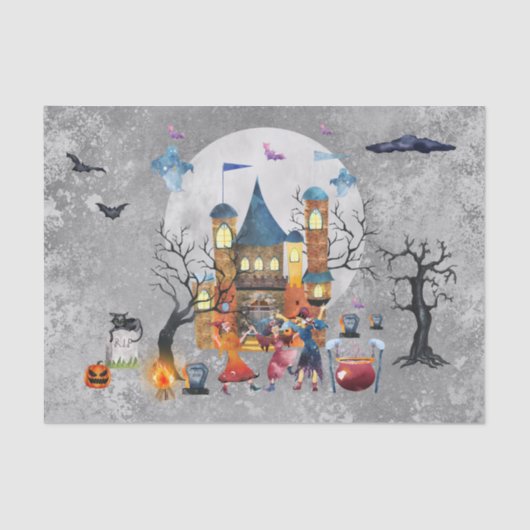 Halloween Witch Party Haunted House Waterverf Tissuepapier