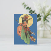 Halloween Witch passeert de Moonlight Briefkaart (Staand voorkant)