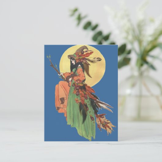 Halloween Witch passeert de Moonlight Briefkaart (Staand voorkant)