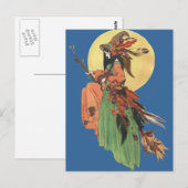 Halloween Witch passeert de Moonlight Briefkaart (Voorkant / Achterkant)