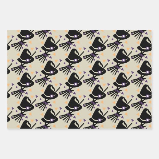 Halloween Witch Pet Broom — Papierbladen overvulle Inpakpapier Vel (Voorkant)