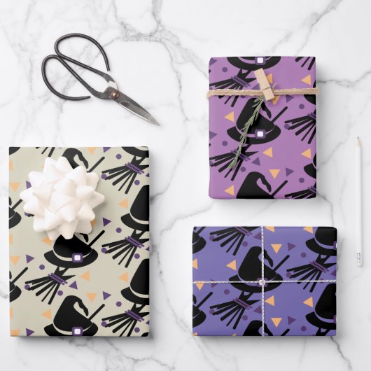 Halloween Witch Pet Broom — Papierbladen overvulle Inpakpapier Vel (Voorkant)