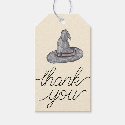 Halloween Witch Pet Doodle Hand getekend Cadeaulabel (Voorkant)