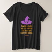 Halloween Witch Pet Double Toil and Trouble Funny Grote Maat T-shirt (Design voorkant)