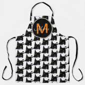 Halloween Witch Pet en Black Cat Monogram Schort (Voorkant)