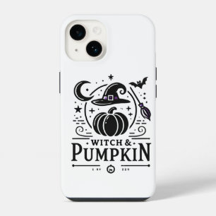 Halloween Witch Pet en Pompoen Ontwerp Magic Art iPhone 14 Hoesje