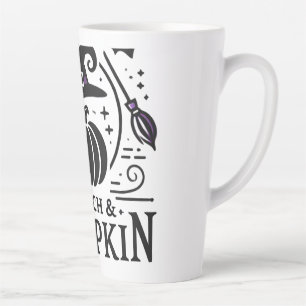 Halloween Witch Pet en Pompoen Ontwerp Magic Art Latte Mok