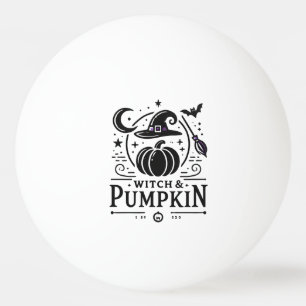 Halloween Witch Pet en Pompoen Ontwerp Magic Art Pingpongbal
