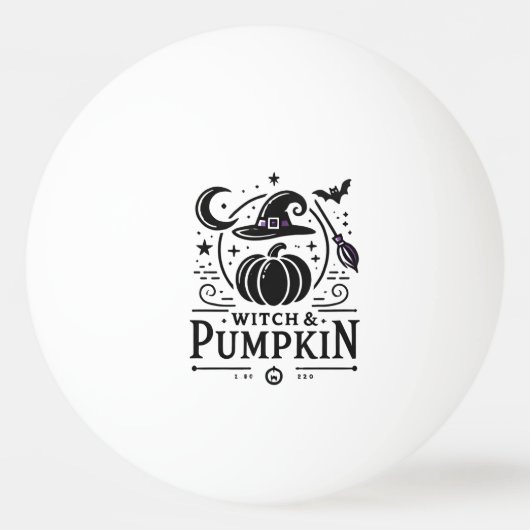 Halloween Witch Pet en Pompoen Ontwerp Magic Art Pingpongbal (Voorkant)