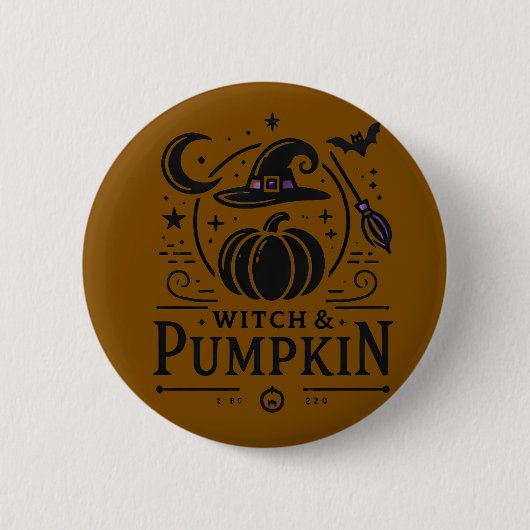 Halloween Witch Pet en Pompoen Ontwerp Magic Art Ronde Button 5,7 Cm (Voorkant)