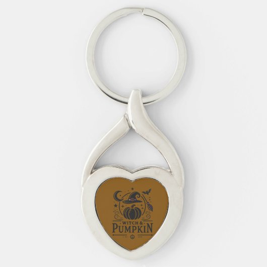 Halloween Witch Pet en Pompoen Ontwerp Magic Art Sleutelhanger (Voorkant)
