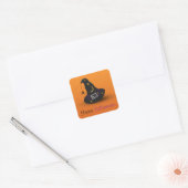 Halloween Witch Pet met spin Vierkante Sticker (Envelop)