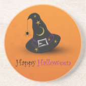Halloween Witch Pet met spin Zandsteen Onderzetter (Voorkant)