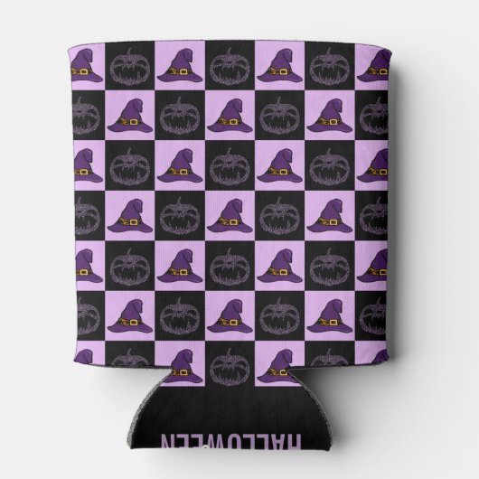 Halloween Witch Pet Pumpkin Face Spooky Pattern Blikjeskoeler (Achterkant)