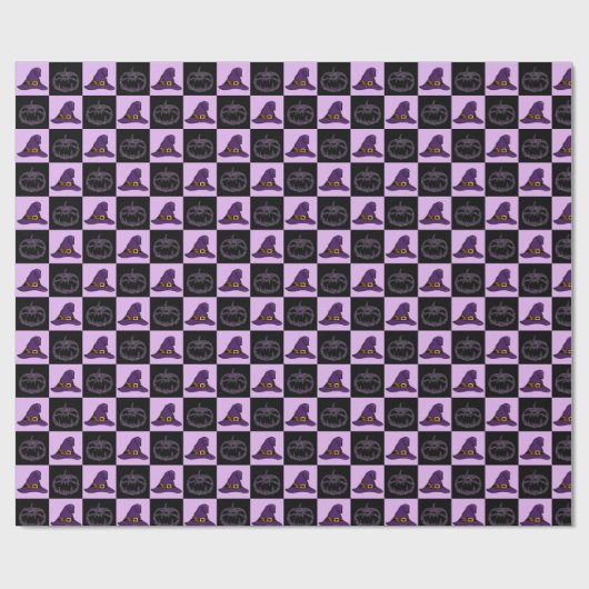 Halloween Witch Pet Pumpkin Face Spooky Pattern Cadeaupapier (Vlak)