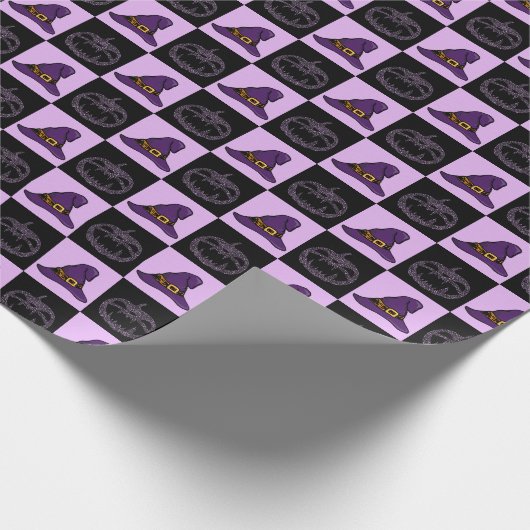 Halloween Witch Pet Pumpkin Face Spooky Pattern Cadeaupapier (Hoek)