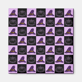 Halloween Witch Pet Pumpkin Face Spooky Pattern Magneet