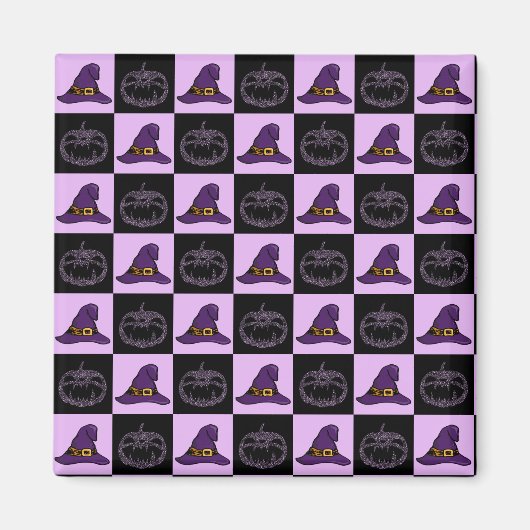 Halloween Witch Pet Pumpkin Face Spooky Pattern Magneet (Voorkant)