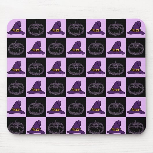 Halloween Witch Pet Pumpkin Face Spooky Pattern Muismat (Voorkant)